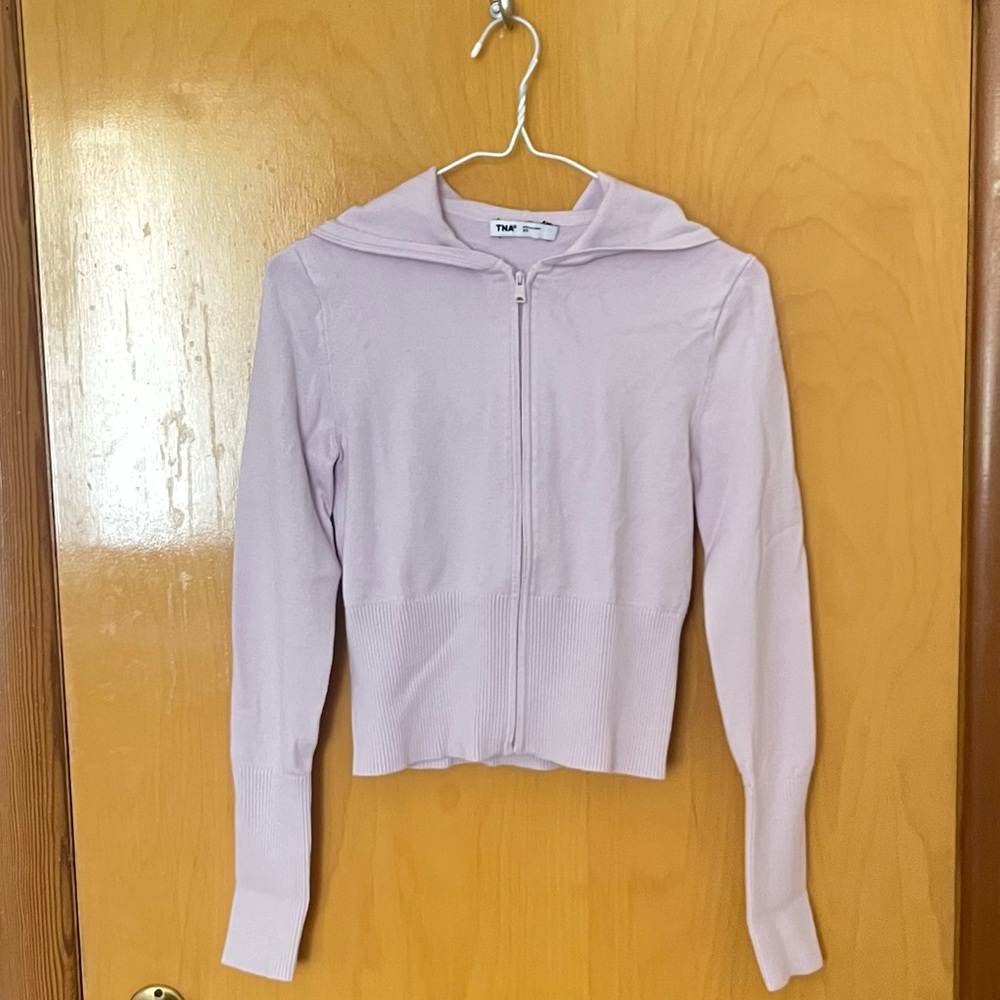 Aritzia Tna Melrose Hoodie Knit Zip-up Slim Fit in Sugar Plum Lilac